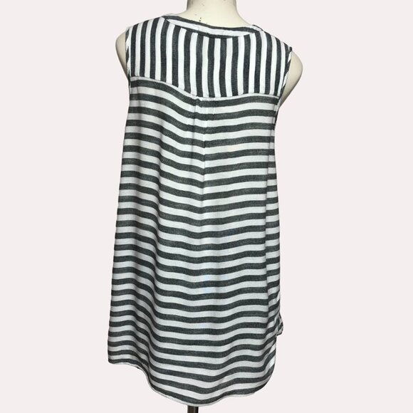 Anthropologie Pleione Grey & White Striped Lightweight Sleeveless Top Size Small - Picture 2 of 9